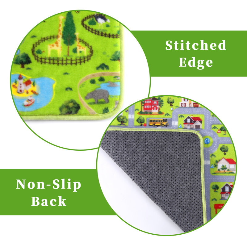 Tapis rectangulaire en polyester tissé à la machine vert / rouge / bleu Ahlea, Rectangle 3 pi x 5 pi