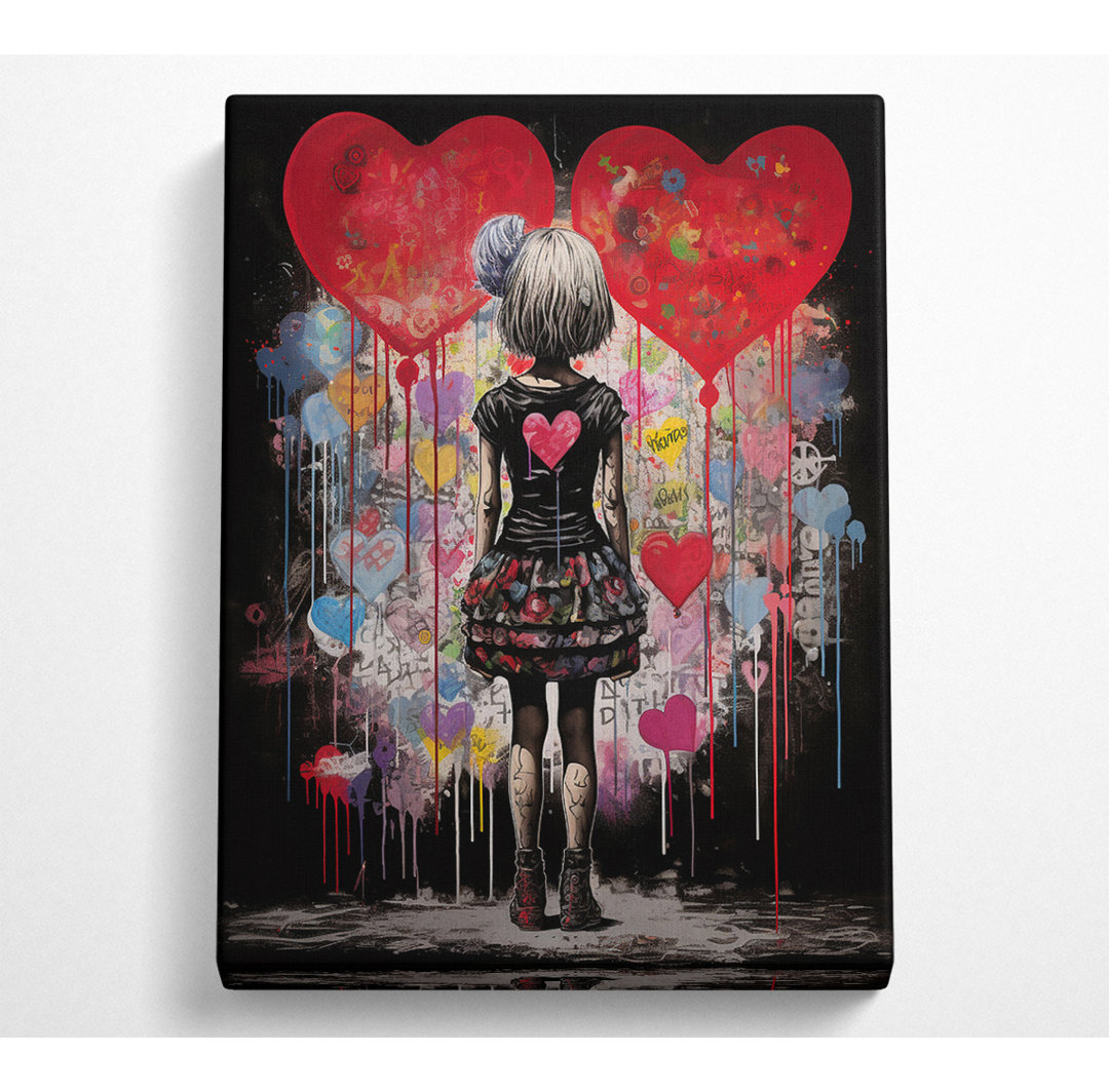 Graffiti Heart Girl - Kunstdrucke auf Leinwand