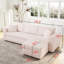 106.3" Soft  3-Person Sofa. Matches 30.7" Ottoman With Hydraulic Lift. Comfortable & Stylish. For Bedroom Light Pink.