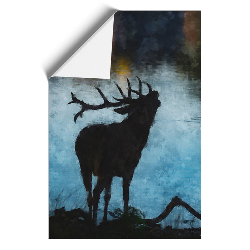 A Deer Stag Silhouette Painting - Frameless Print, 42cm H x 30cm W x 0.1cm D