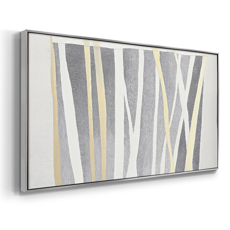 Abstrait, série DLXLXVVI, toile tendue avec châssis, prêt à accrocher, H 25 po x l 49 po, Argent argent