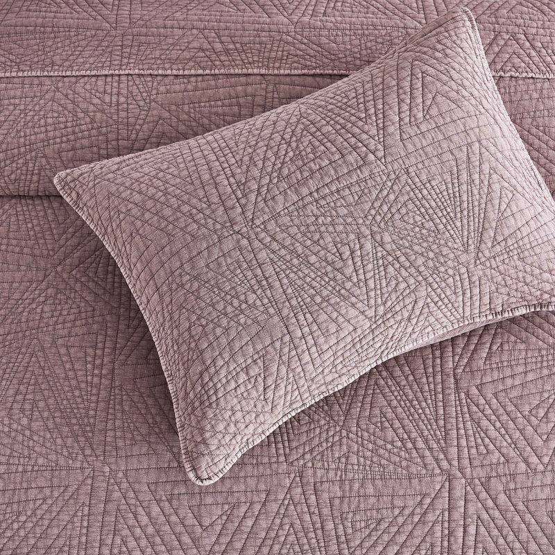 Ensemble de courtepointe Triangles, Grand lit, Aubergine