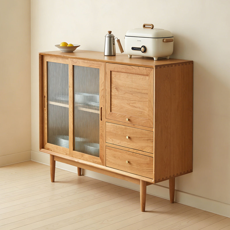 Commode d'appoint multifonctionnelle en bois massif, H 37,41 po x l 43,31 po x P 15,74 po