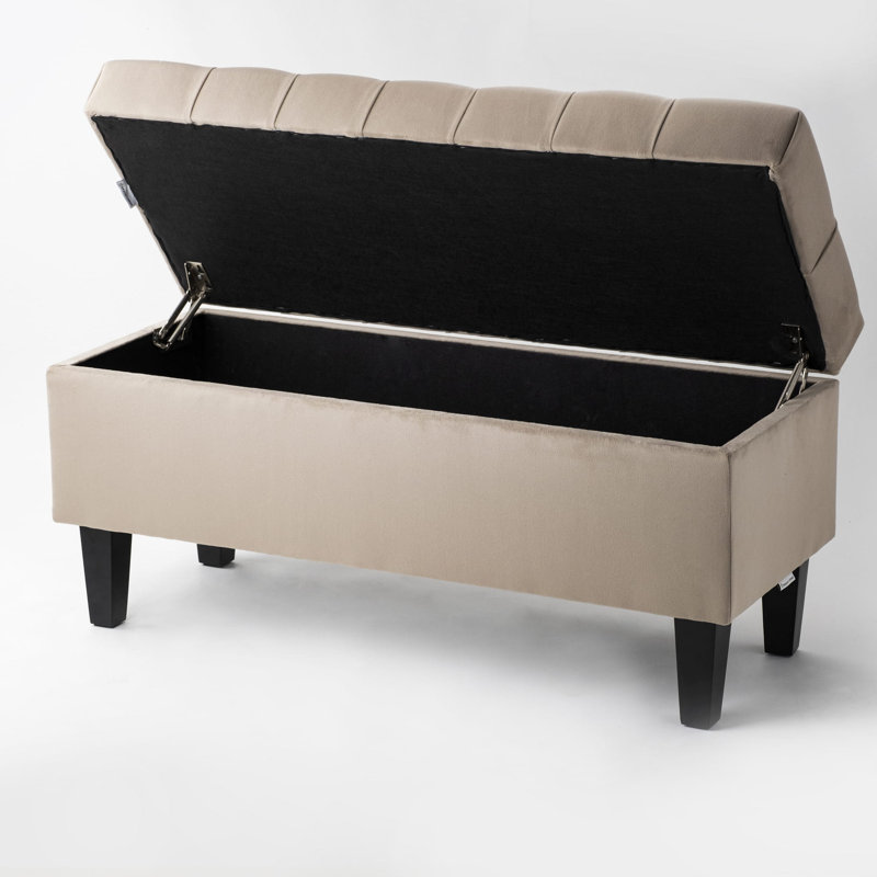 Velvet Upholstered Storage Bench, 47 cm H x 45 cm W x 30 cm D