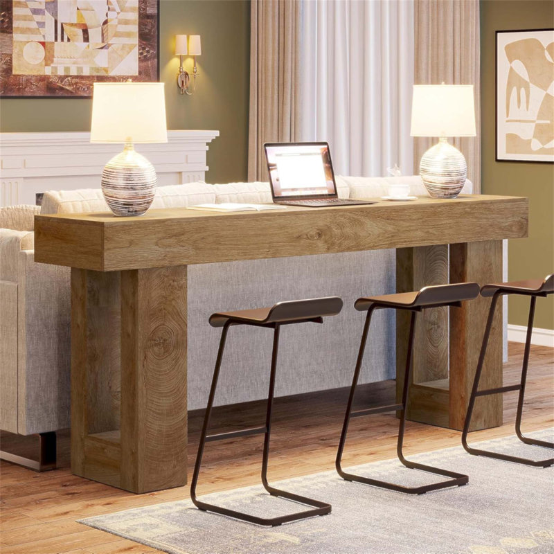 Console 63 pouces Farmhouse, Natural Wood, Natural Wood, Natural Wood