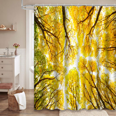 Rideau de douche avec 12 crochets Autumn Forest