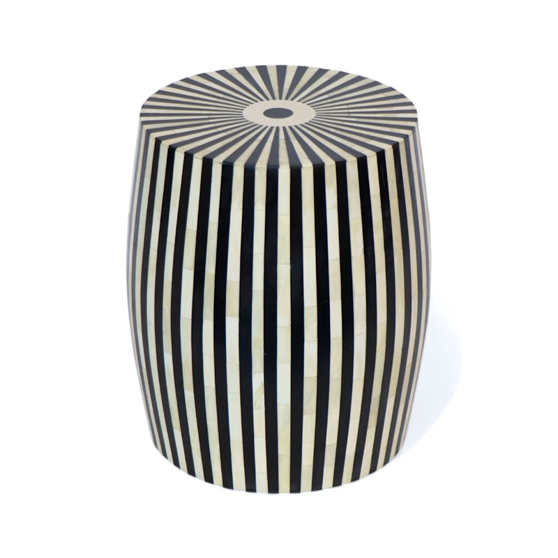 Striped Table/ Stool- Black, White/Black
