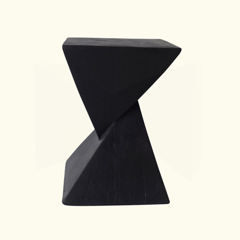 Charming Lightweight Concrete Side Table With Twisted Hourglass Structure, Black