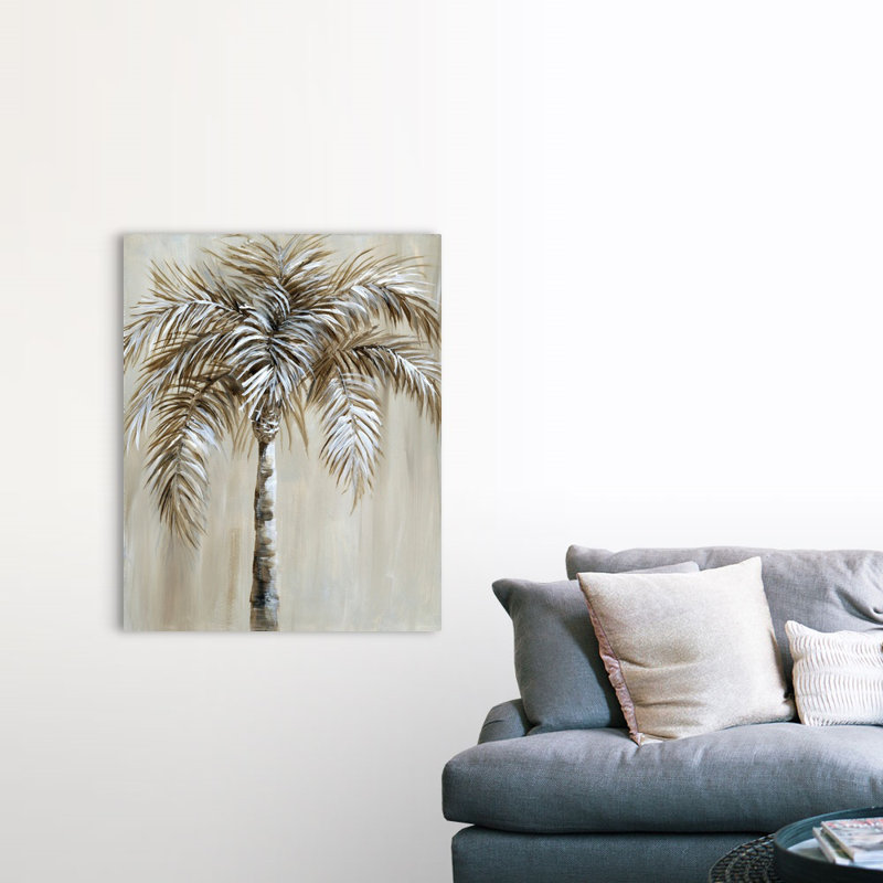 Palmier I, art mural sur toile, H 45 po x l 36 po x P 1,25 po, Toile tendue