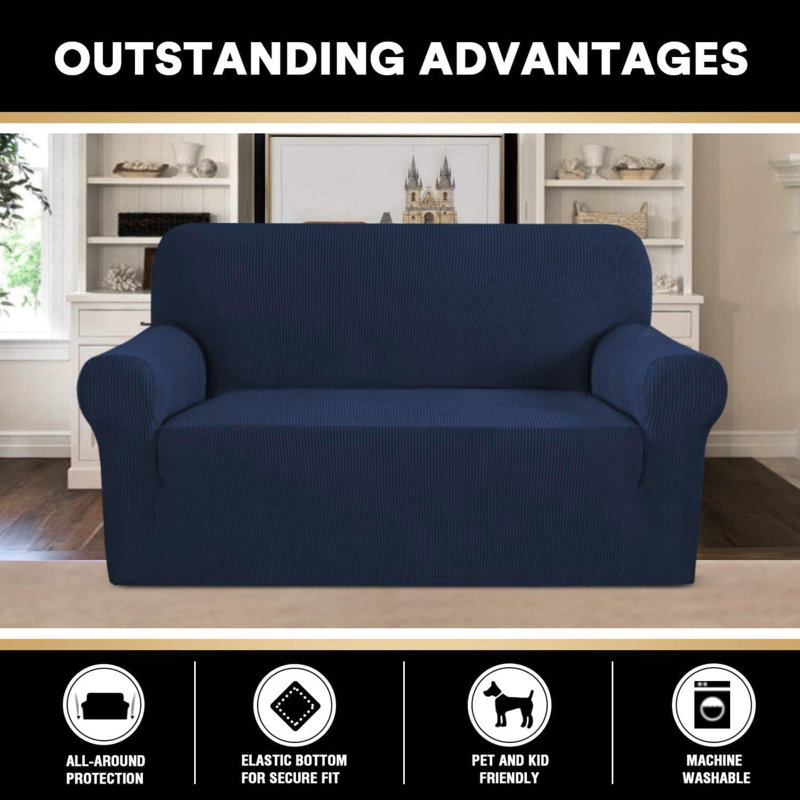 Housse de canapé, Mélange de polyester bleu marine, H 2 po x l 14 po x P 11 po