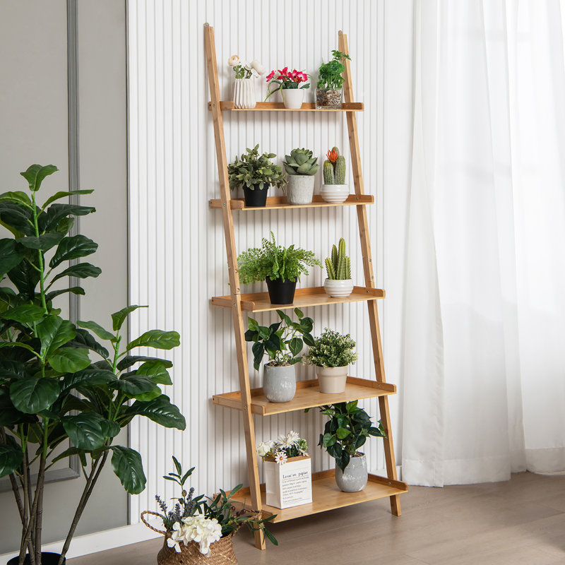 71''H X 25.5''W  5-Tier Ladder Bookcase 
