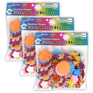 Autocollants de fleurs scintillantes et en mousse avec 3 paquets