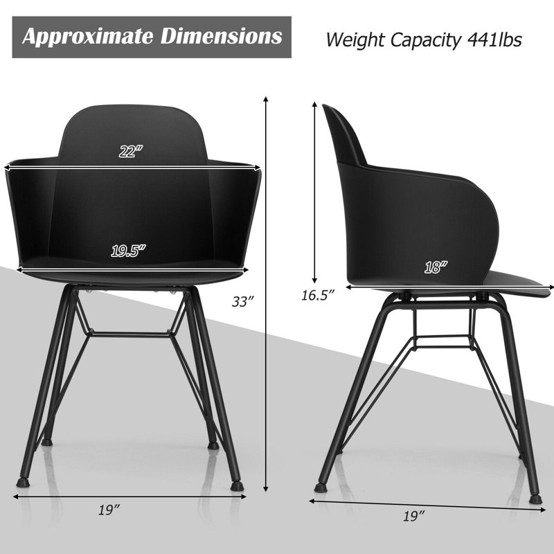 Chaise avec accoudoirs, Noir