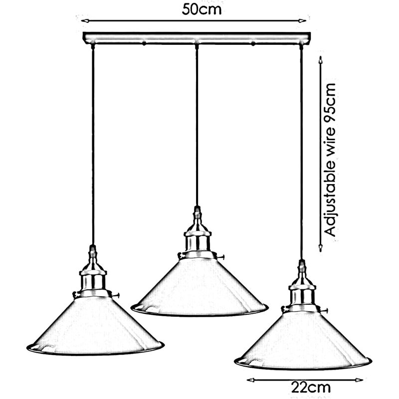 Modern Industrial Latshaw 3-Light Island Cone Ceiling Pendant – Adjustable Lighting for Kitchen & Dining Rooms by Mercury Row