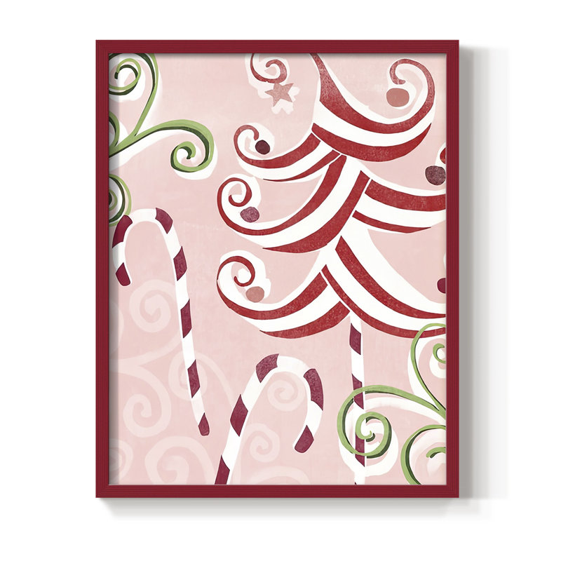 Impression encadrée «Candy Cane Holiday II» - bois massif, Cadre rouge, H 15 po x l 12 po