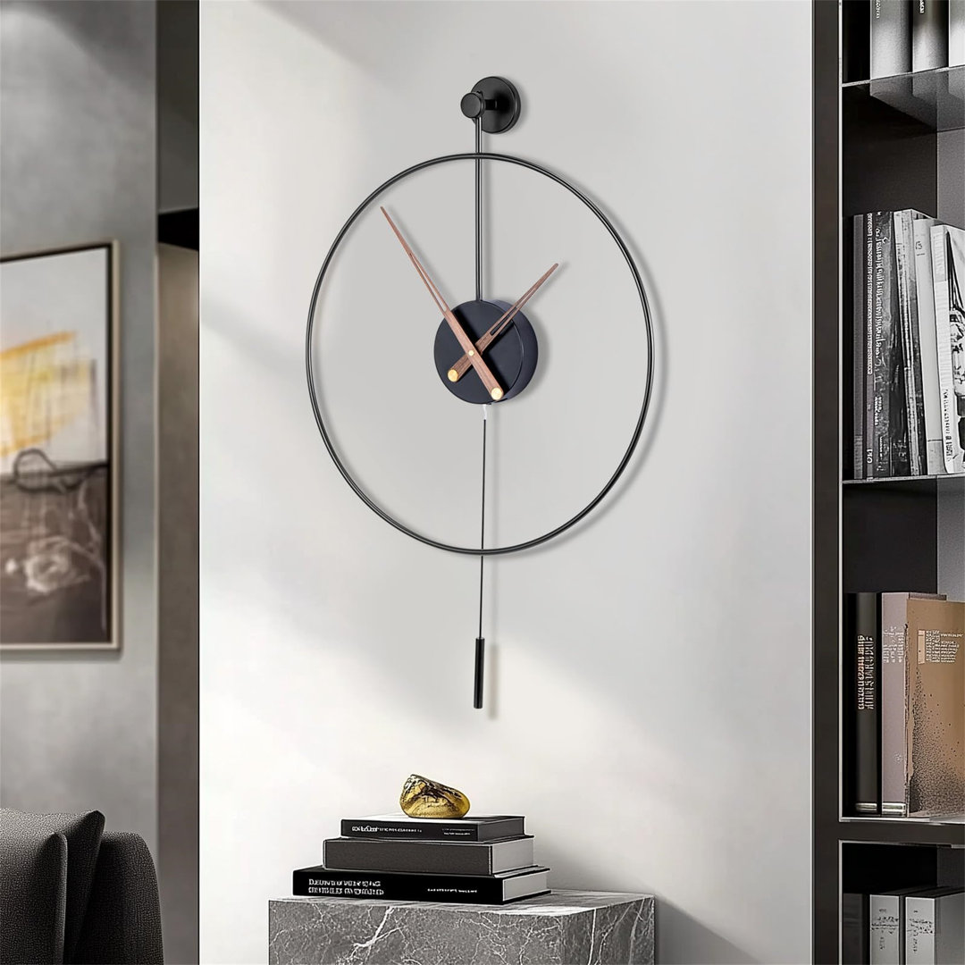 Large Wall Clock Classical Decorative 24In/60Cm With Pendulum Modern Non-Ticking Silent