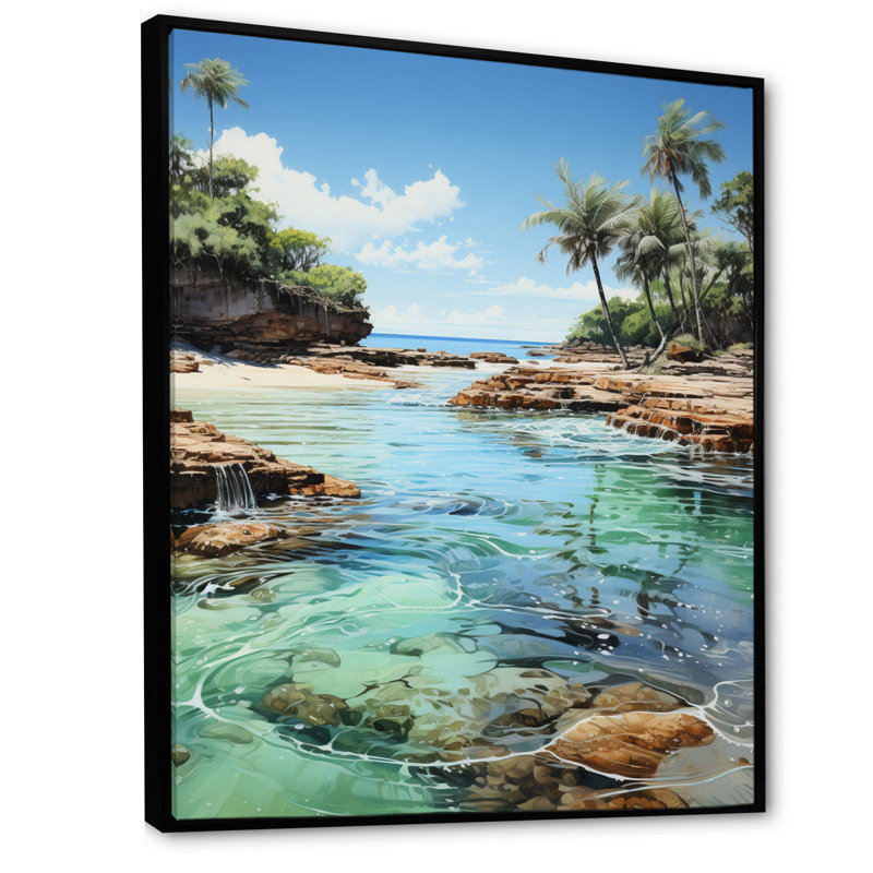 Dominicain Caribbean Dreamscape II sur impression sur toile, Cadre flottant noir, H 20 po x l 12 po x P 1 po