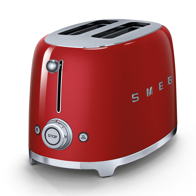 SMEG 50's Retro Style Aesthetic 2 Slice Toaster, Red