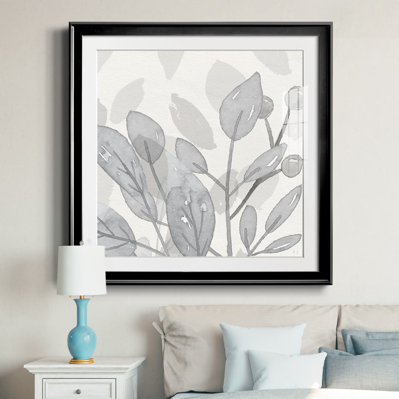 " Shadow Leaves I " Painting Print, Black Framed, 30.5" H x 30.5" W x 1.5" D