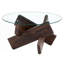 Table basse ronde en verre, table basse unique au design moderne, table centrale