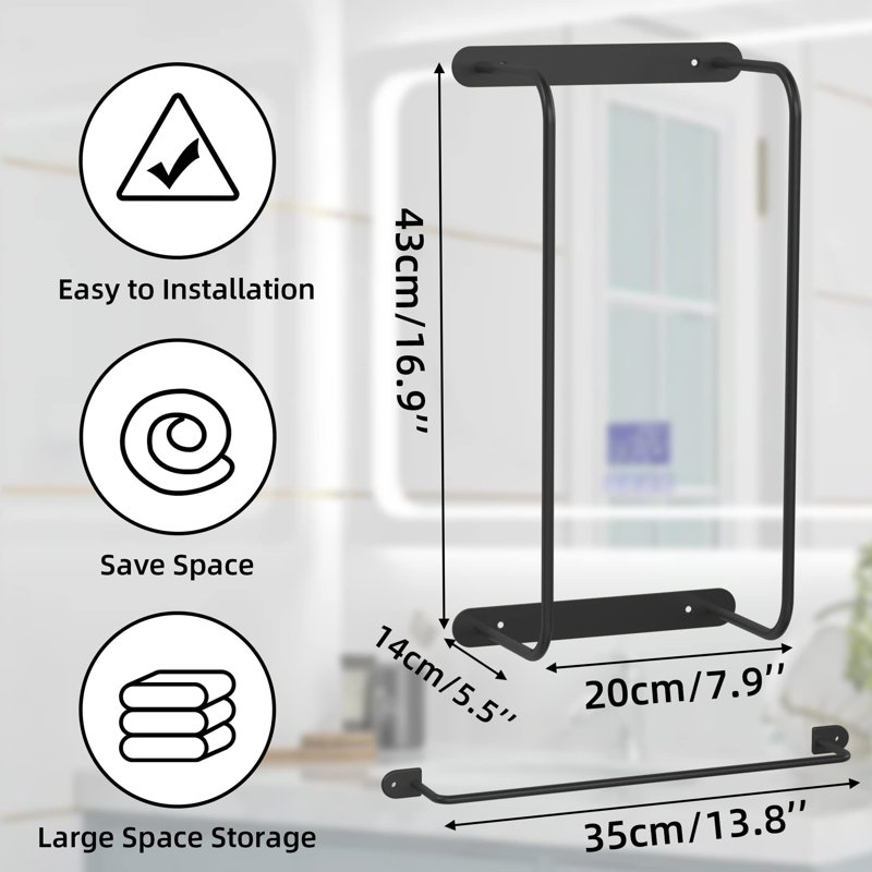 2 Towel Rack, Black
