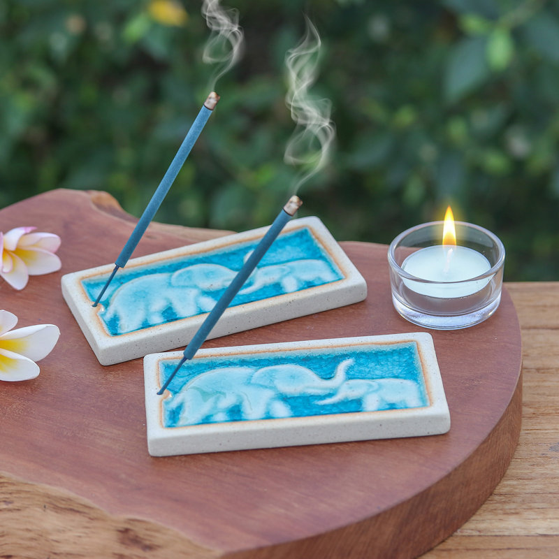 Porte-encens en céramique (paire) Novica