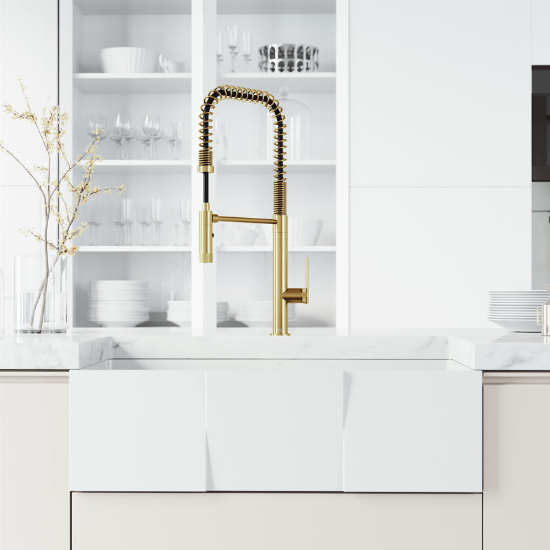 Sterling 23 H 1-handle Pull-Down 2-Function Sprayer Kitchen Faucet, Matte Brushed Gold