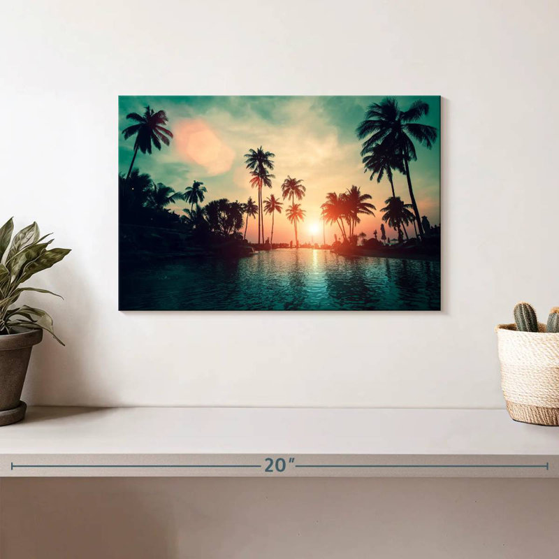 Gillard Soft Sunset Over Palm Trees, 8" H x 12" W
