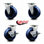 4 Piece Solid Polyurethane Swivel Caster Set with Roller Bearings 2 Brakes