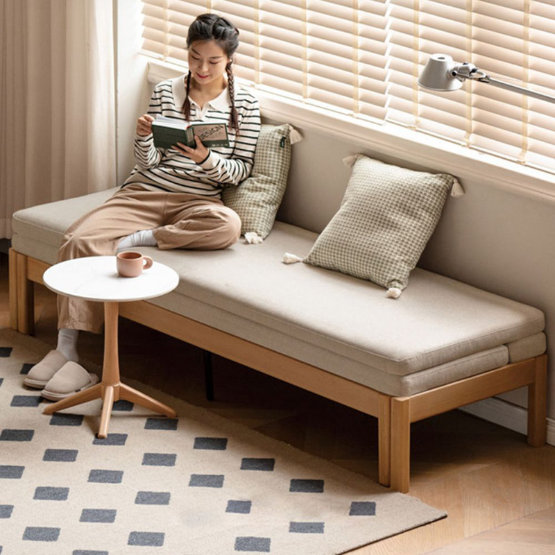 Beige, brun Imitation coton-lin Canapé-lit modulaire, H 16,54 po x l 70,87 po x P 26,38 po