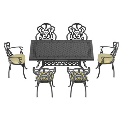 Ensemble de meubles de patio en aluminium coulé avec coussins blanc cassé (Identique à: W1710S00577)