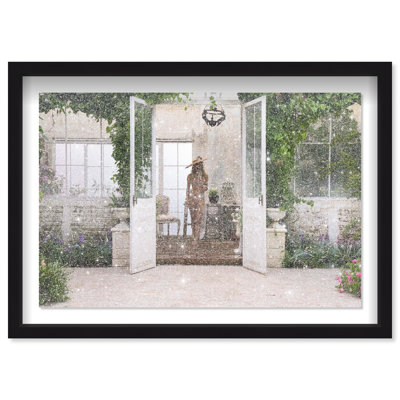Through the garden doors Canvas Fashion Print by Oliver Gal
