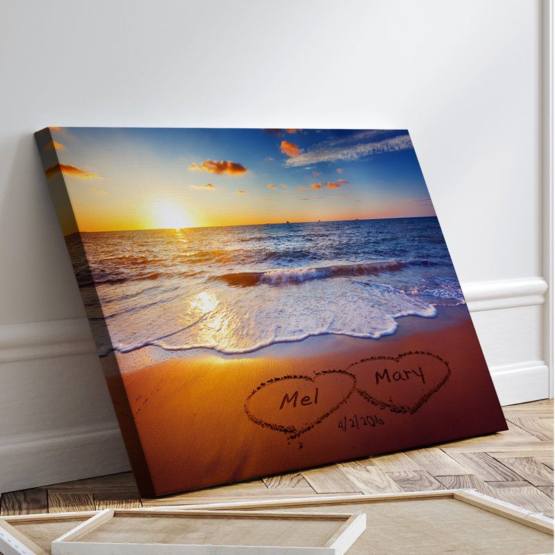 Art mural personnalisé sur toile Sunset Beach, H 12 po x l 18 po, Ne s’applique pas, Impression sans cadre