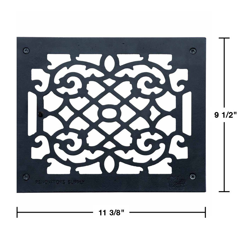 Grille de ventilation de plancher en fonte d’aluminium 9,5 po x 11,38 po