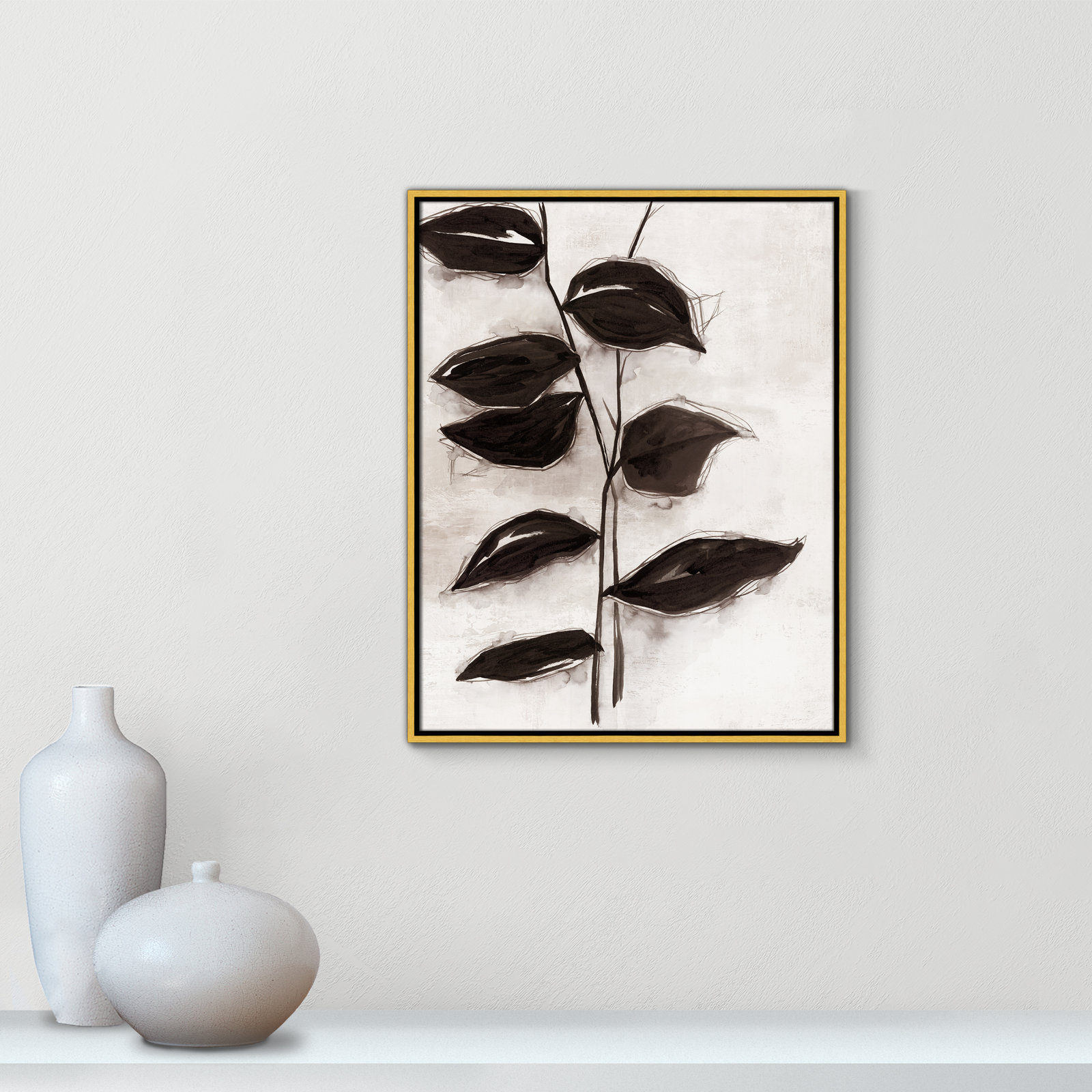 Leaves I by Eva Watts, 29.5" H x 23.5" W x 2" D, Gold Framed