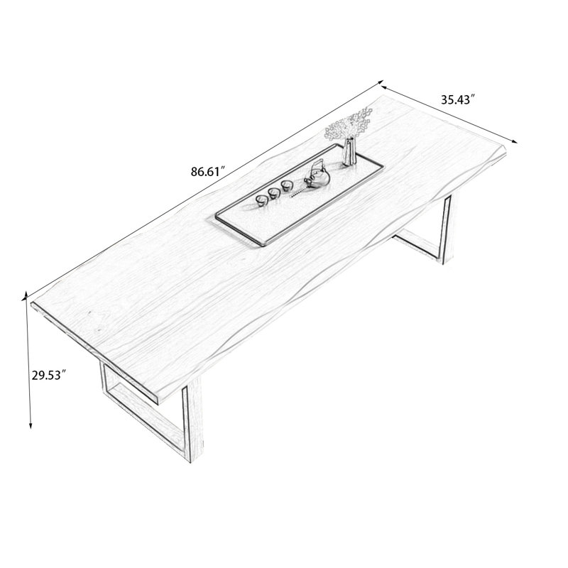 Brown Rectangular Solid Wood Dining Table, 29.53"H x 86.61"L x 35.43"W