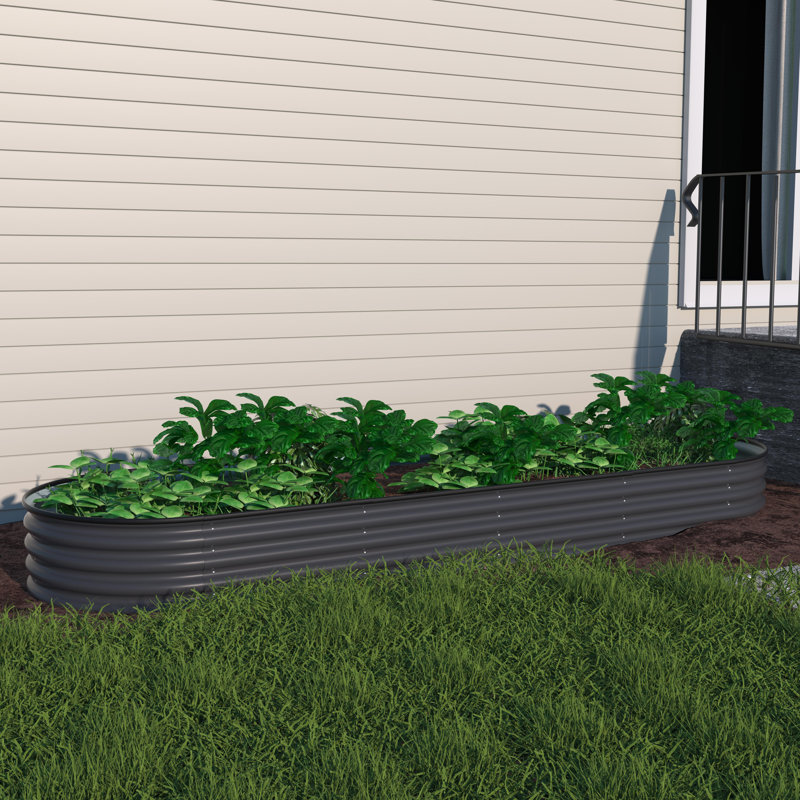 Lit de jardin surélevé modulaire en acier galvanisé 9 en 1 Heise, H 11,2 po x l 96 po x P 24 po, Vert