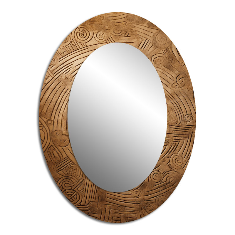 Gold Maze - Miroir mural beige bohème, 40 po x 30 po