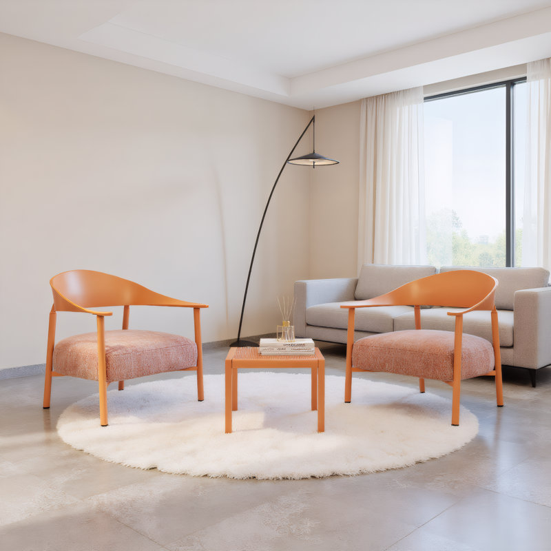 Ensemble de chaises d'appoint de salon - canapé moderne 2 pièces avec table basse, structure en PP et en acier, coussins moelleux pour le salon, balcon (2 + 1)