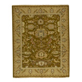 Hand Knotted Wool Oriental Area Rug in Green
