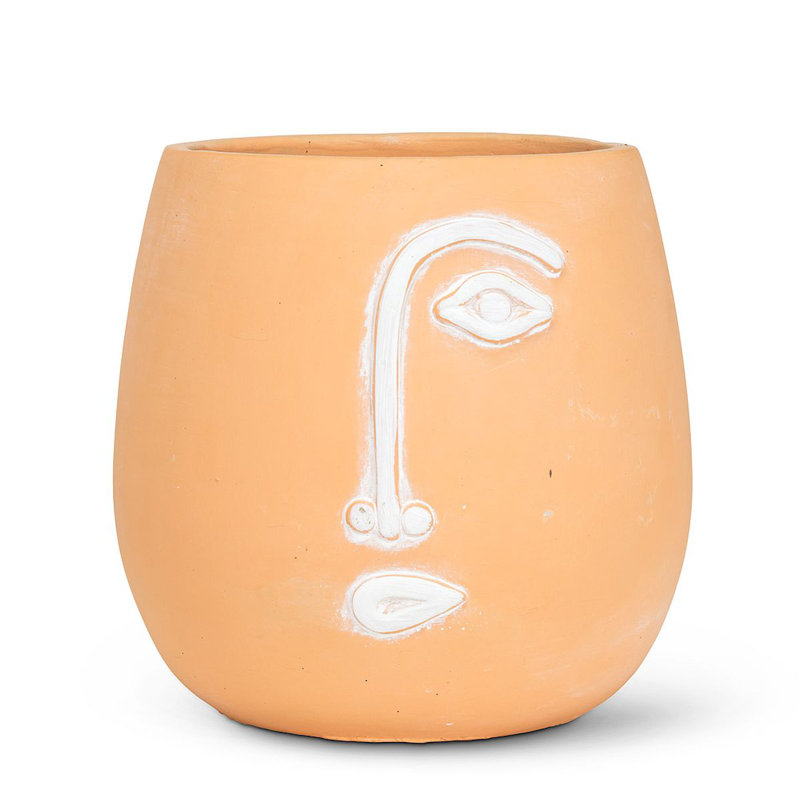 Pot à fleurs en demi-face en ciment, H 8 po x l 7 po x P 7 po, Orange