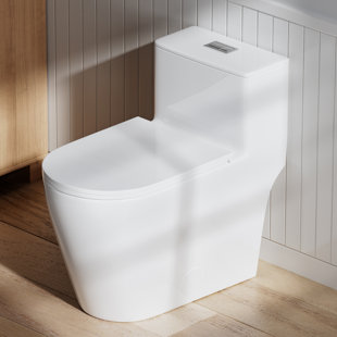 Modern 17" Comfort Chair Height One-Piece Toilet Dual Flush Elongated White Bathroom Toilet