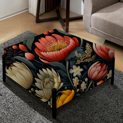 Coral et beige floral Jungle Garden Dreams - Grand repose-pieds carré floral