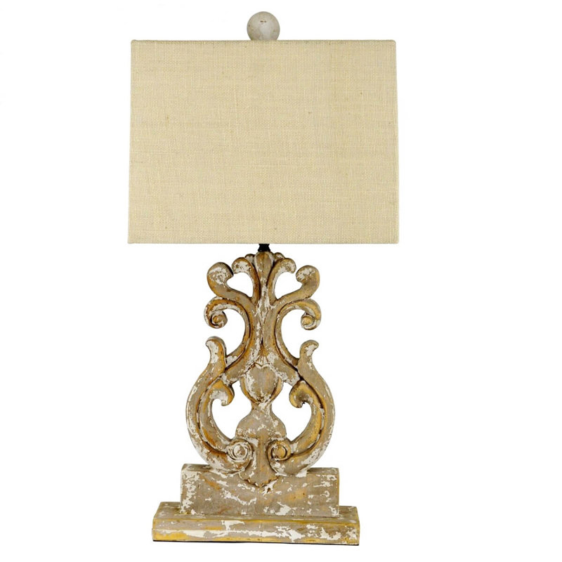 Seren Table Lamp, Off White Distressing/Natural, Natural Linen
