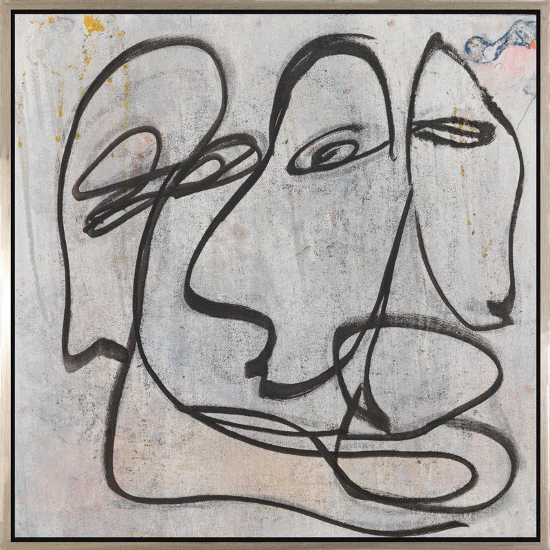 Faces Of Life III Painting, 18" H x 18" W, Silver Framed