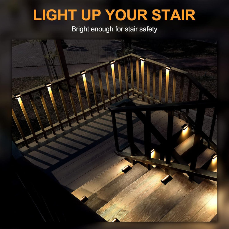 Stainless Steel Solar Powered Step Light Pack, Grey, Warm White