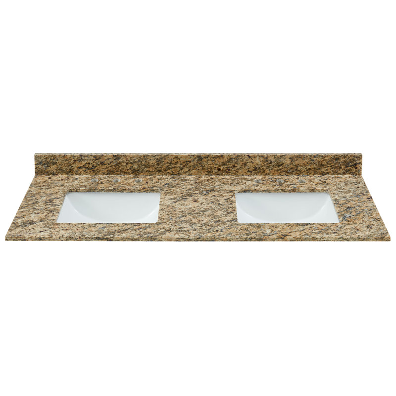 Plateau de meuble-lavabo double 61 po en granite Santa Cecilia avec lavabo, Sainte-Cécile