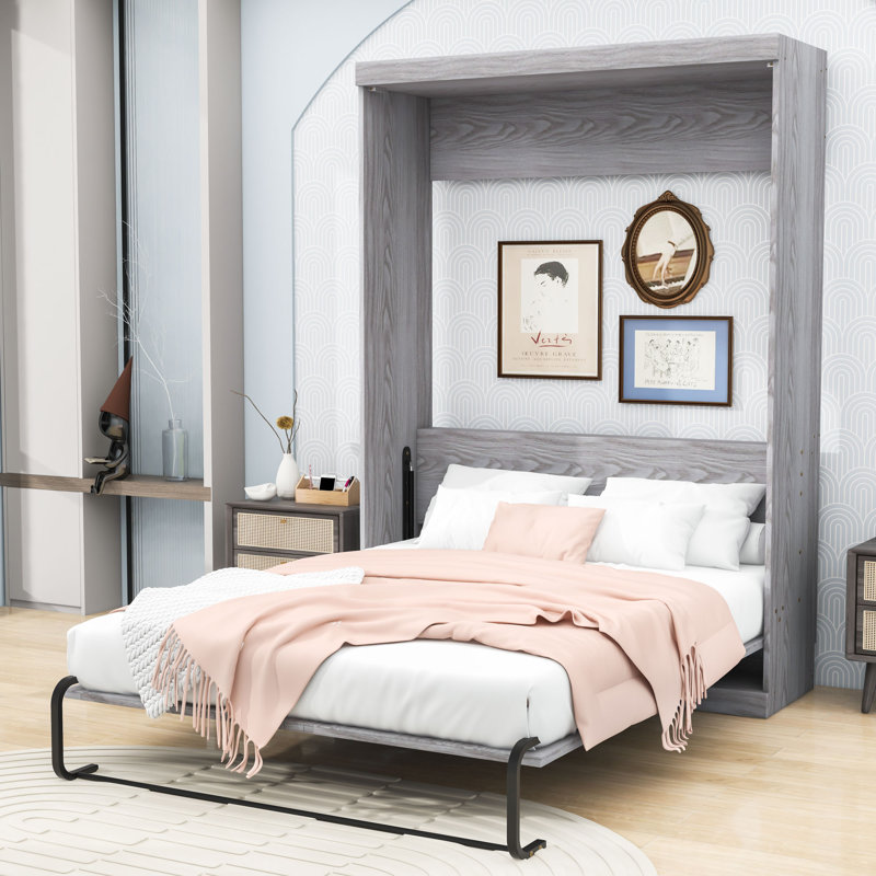 Lit escamotable avec armoire peu encombrante et lattes, Double