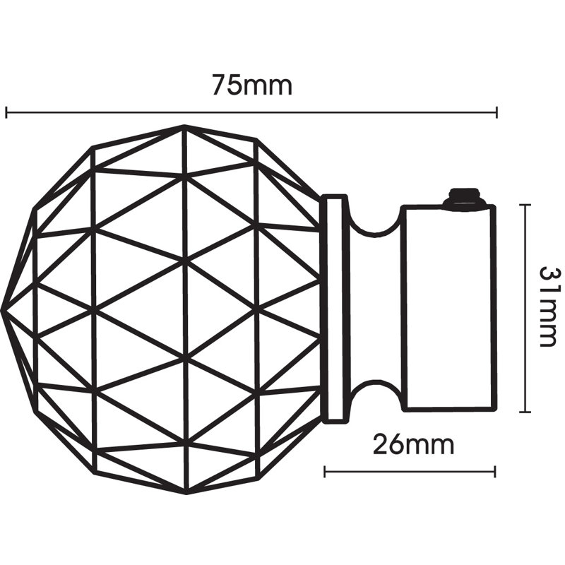 Jacinta 2.8cm Single Curtain Pole, Chrome, 300cm