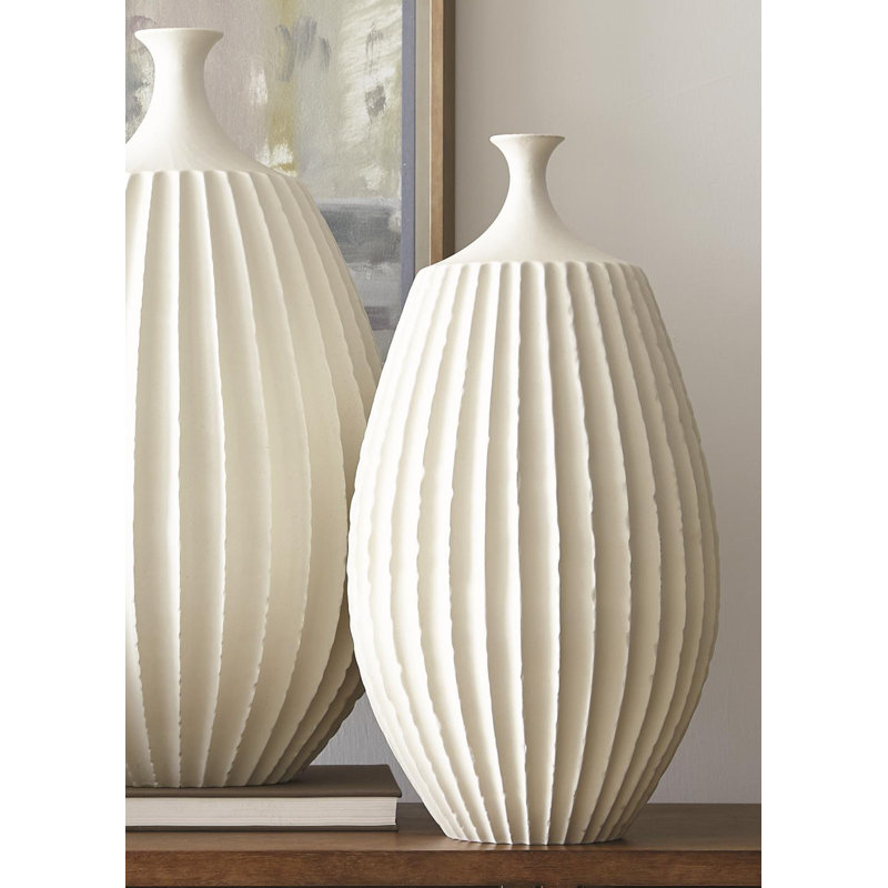 Sawtooth Vase-Rustic White-Med, 21'' H x 11.5'' W x 11.5'' D, Rustic White